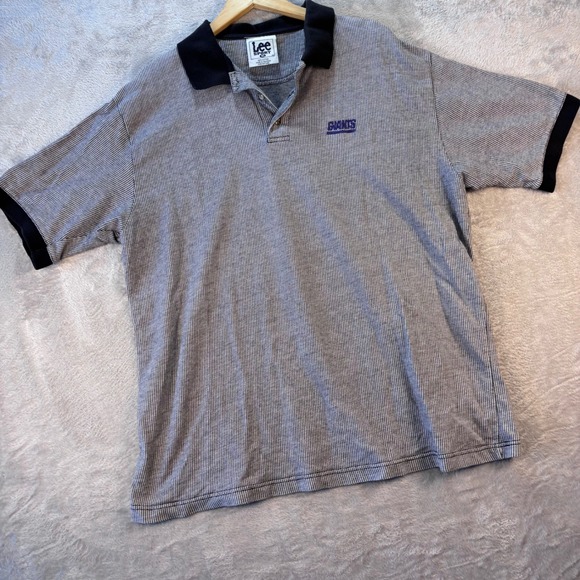 Lee Sports‎ Mens Polo Shirt Gray Black Giants Vintage VF Knitwear Size XL - Picture 1 of 7